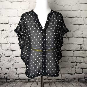 Black and White Sheer Tiny Skull Balloon Fit top